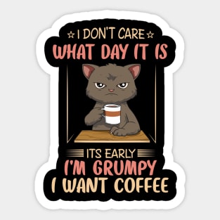 Funny Angry Cat Coffee Lover Feline Morning Animal Sticker